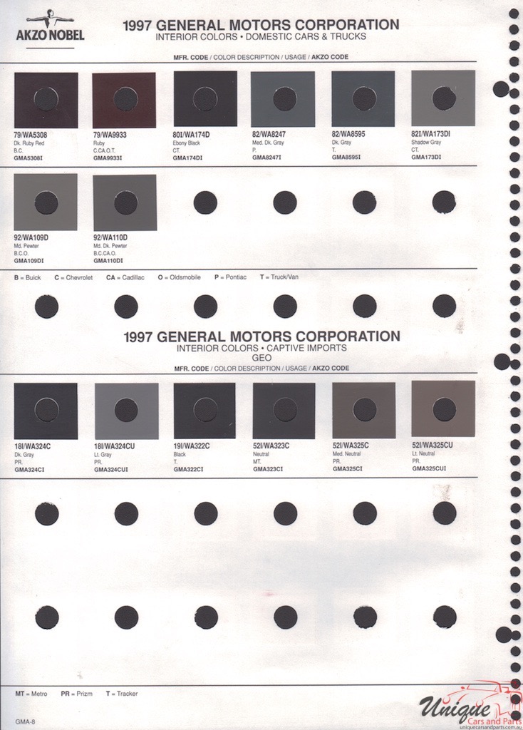 1997 General Motors Paint Charts Akzo 8